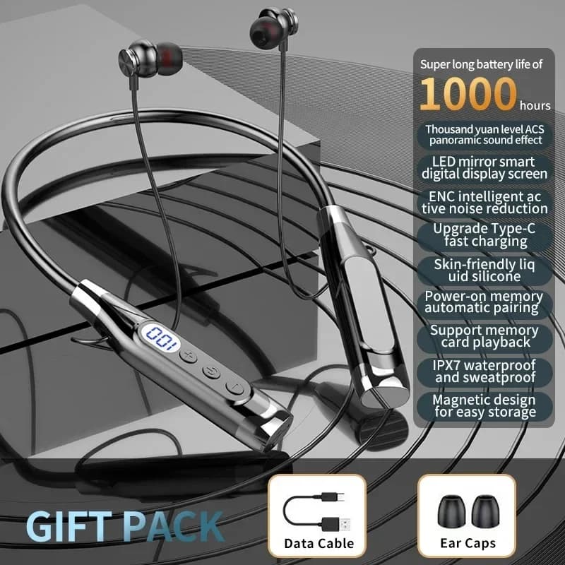 Wireless Headphones Neckband Bluetooth Earphone With Microphone  Long Battery Auriculares High Quality Headset Sport For TF Card - 6