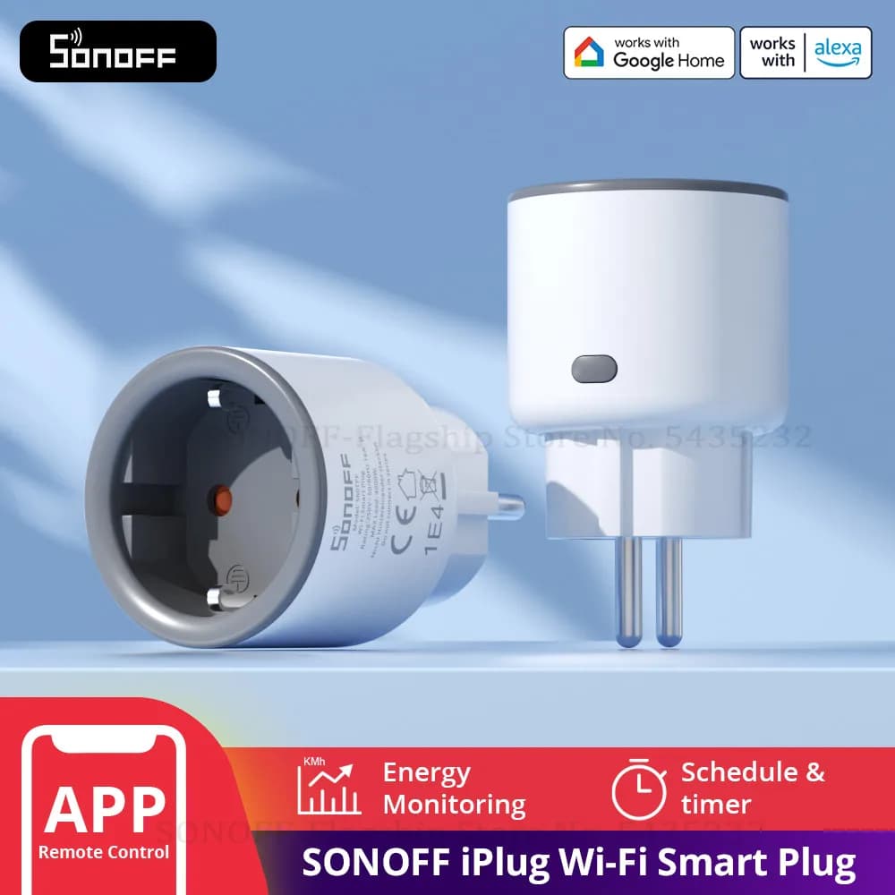 1-4 قطع SONOFF S60 EU 16A iPlug مقبس ذكي واي فاي حماية من التحميل الزائد تحكم عن بعد عبر eWeLink أليكسا وجوجل IFTTT