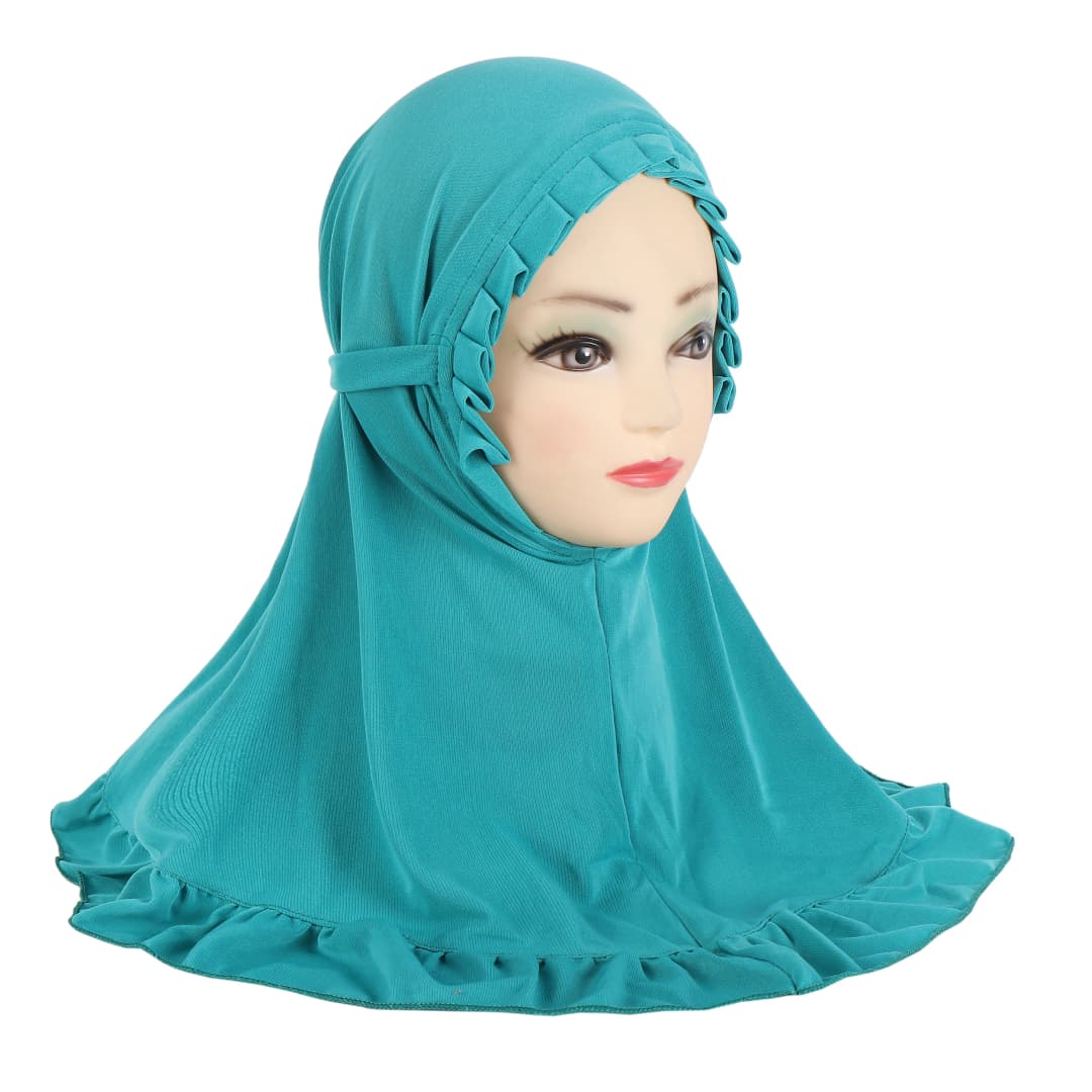 H364 Beautiful Fit 3-6 Years Old Girls Cute Hijab Head Scarf With Crinkles Baby Muslim Shawl Turban Caps - 2