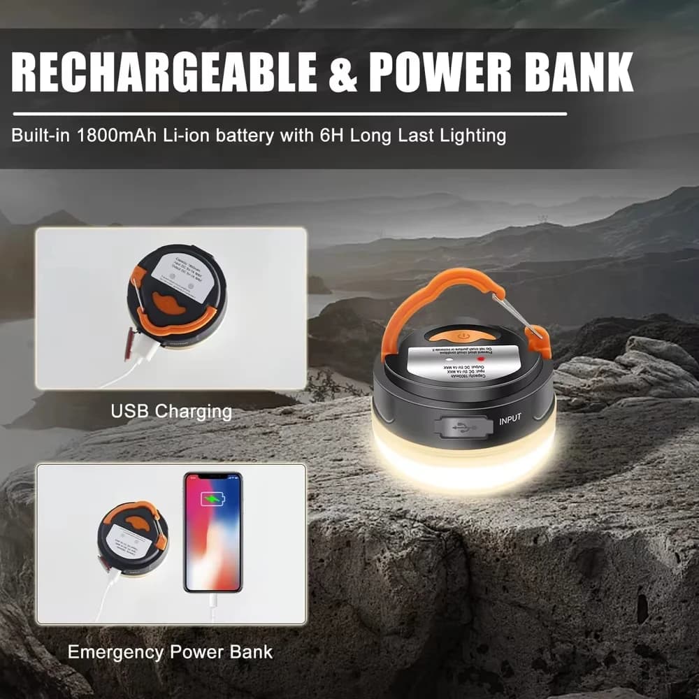 مصباح خيمة تخييم LED - شحن USB/بطارية AAA، ضوء مغناطيسي معلق متعدد الوظائف للاستخدام في حالات الطوارئ والعمل المنزلي - 5