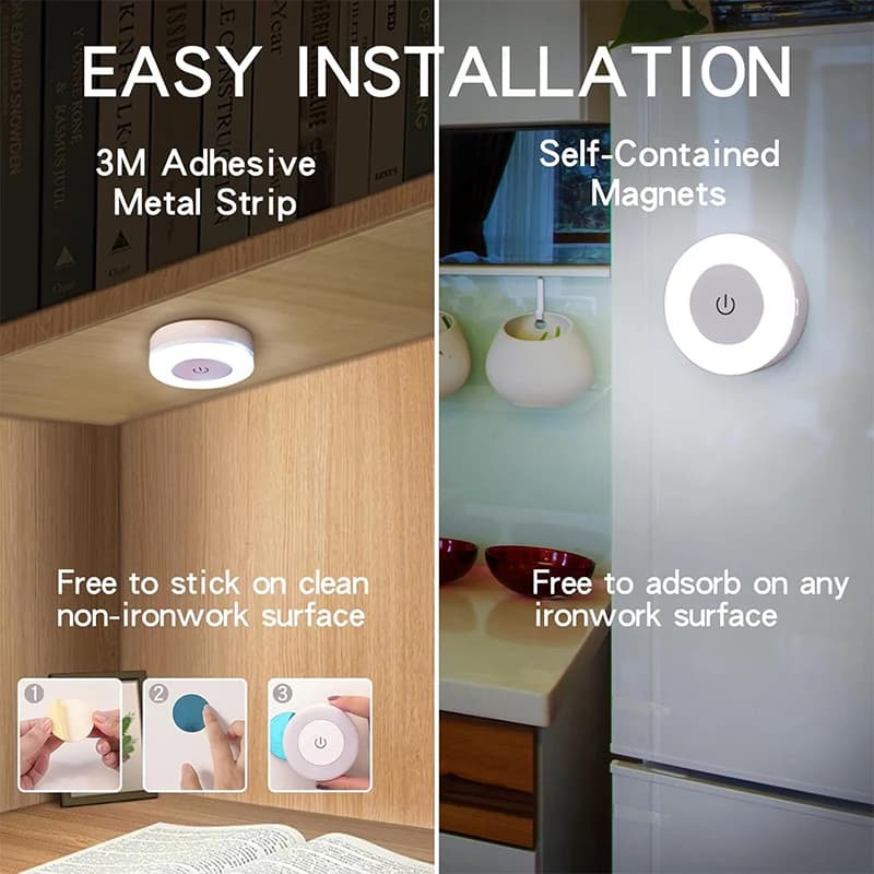 1-6 قطعة توفير الطاقة LED أضواء ليلية اللمس الاستشعار 3 اللون عكس الضوء الجدار ليلة مصباح USB قابلة للشحن غرفة المغناطيسي الممر غرفة نوم - 6