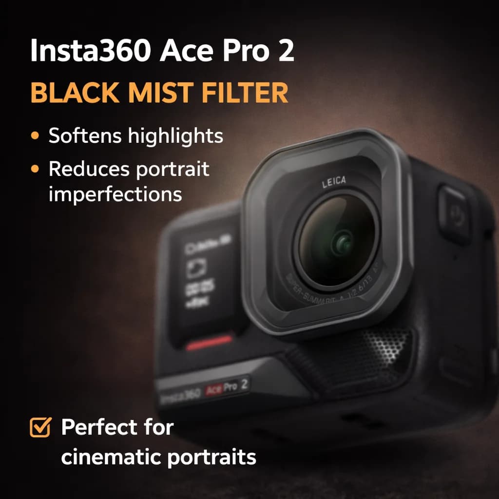 مرشح الضباب الأسود Insta360 Ace Pro 2، إضاءة ناعمة وتوهج سينمائي، تعزيز الصور الشخصية، ملحق الكاميرا الرسمي - 6