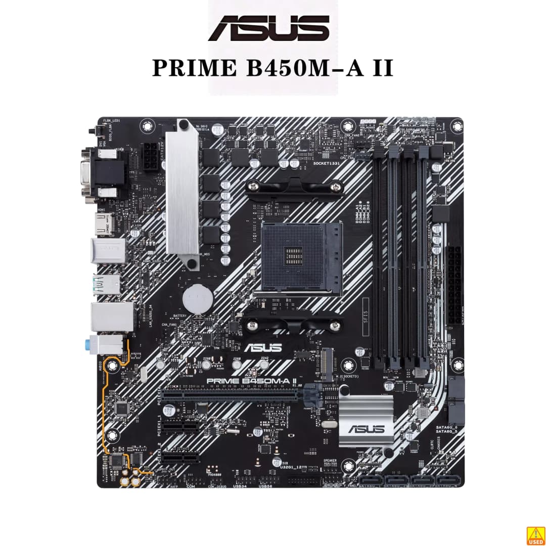 لوحة أم ASUS PRIME B450M-A II بمقبس AM4 ومعالج DDR4 4400 (O.C) وذاكرة وشريحة B450 - 2