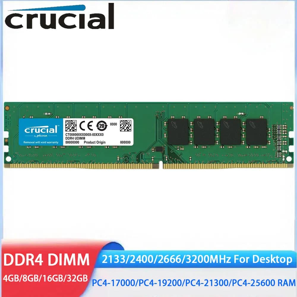 ذاكرة رام أساسية DDR4 بسعة 8 جيجابايت و4 جيجابايت و32 جيجابايت و16 جيجابايت بتردد 3200 ميجاهرتز و2133 و2400 و2666 ميجاهرتز PC4-19200 و21300 و288Pin لذاكرة سطح المكتب DIMM متوافقة مع إنتل وAMD