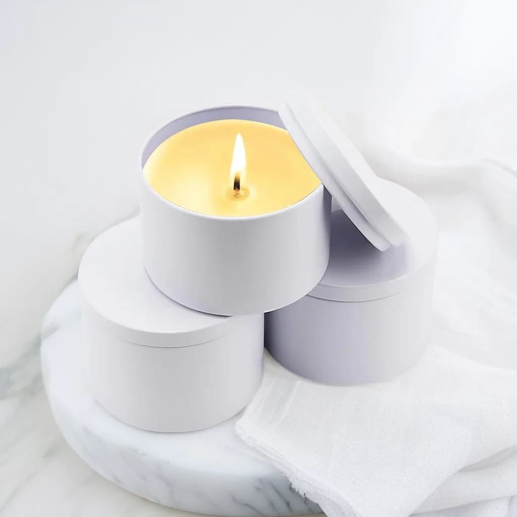 24-Pack 8oz/4oz Metal Candle Tins with Wood Grain Lids - Airtight, Leak-Proof Containers for DIY Crafts, Storage, and Gifts - 5