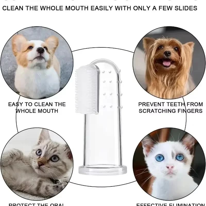 Super Soft Pet Finger Toothbrush Teddy Dog Brush Bad Breath Tartar Teeth Care Tool Dog Cat Cleaning Silicagel Pet Supplies - 6