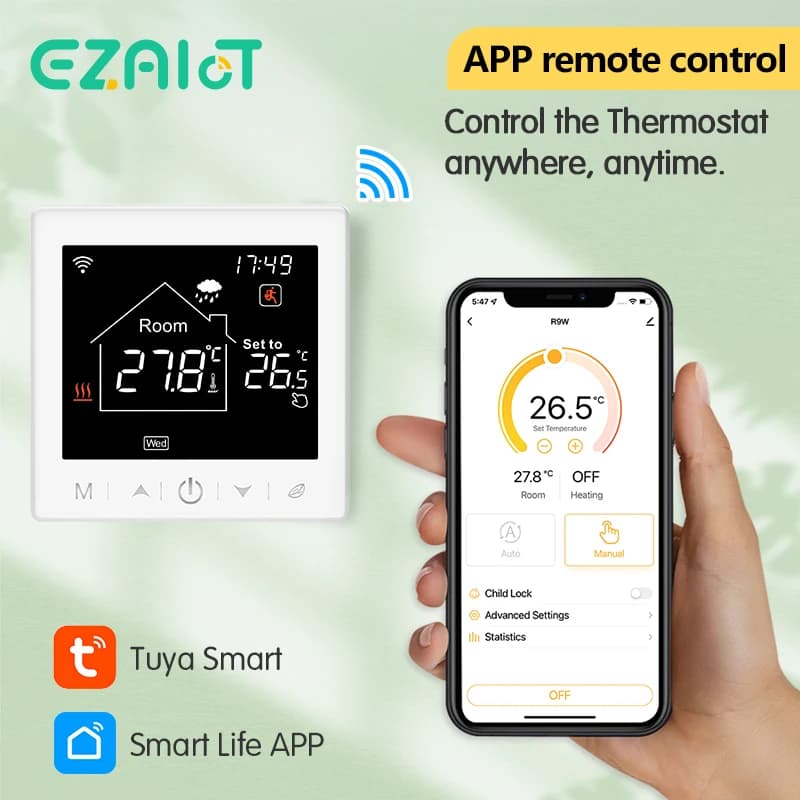 ترموستات تدفئة أرضية تيا واي فاي تحكم في درجة الحرارة قابل للبرمجة لغلاية كهربائية دافئة بالغاز لايف الذكي يعمل مع أليكسا - 3