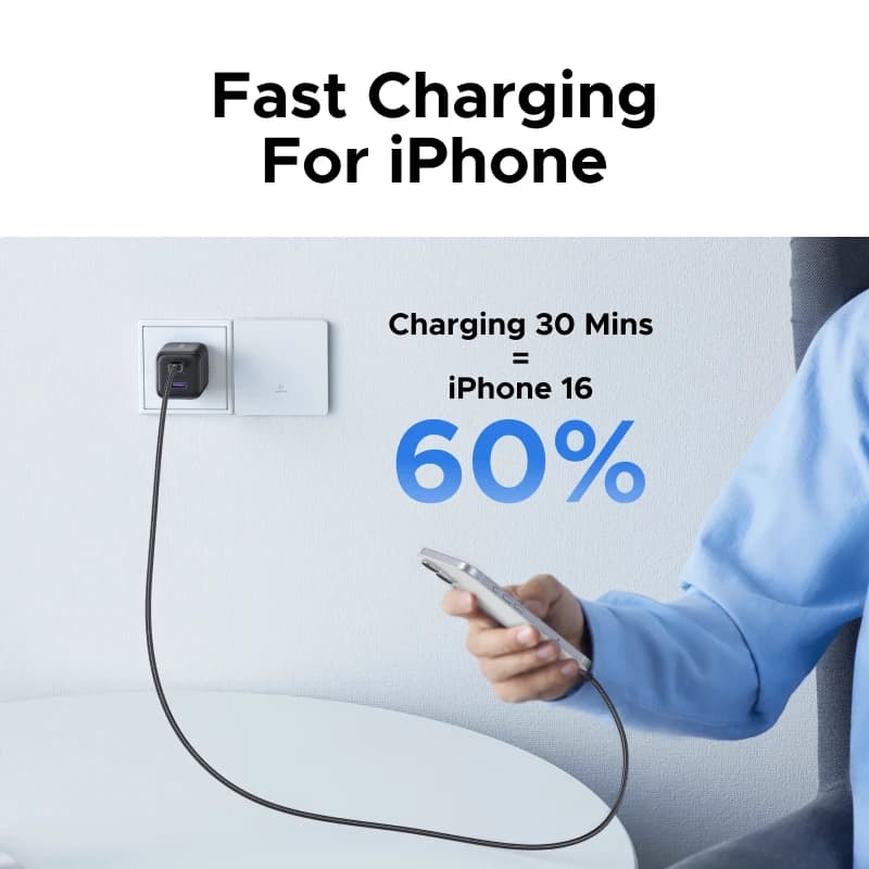 شاحن UGREEN 45 واط GaN PD3.0 PPS QC3.0 لهواتف Samsung S25 S24 Ultra iPhone 17 16 15 Pro Max iPad Xiaomi Tablet USB C شاحن سريع - 4