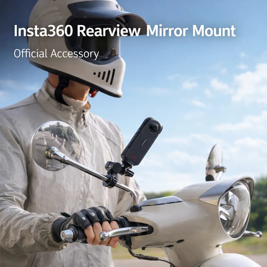 حامل مرآة دراجة نارية Insta360، يناسب ساق 6-15 ملم، دعامة قابلة للتعديل 360 درجة، ملحق أصلي رسمي - 3