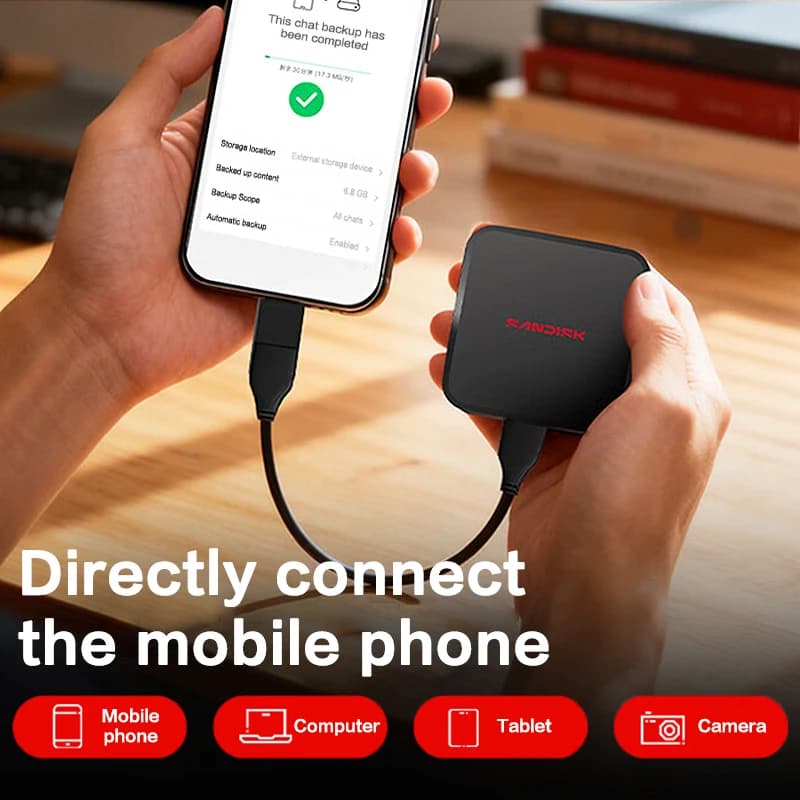 SanDisk ELE SSD محمول USB 3.0 Type-A مع محول Type-C بسرعة قصوى 400 ميجابايت/ثانية قرص صلب 1 تيرابايت/2 تيرابايت للهاتف والكمبيوتر - 4