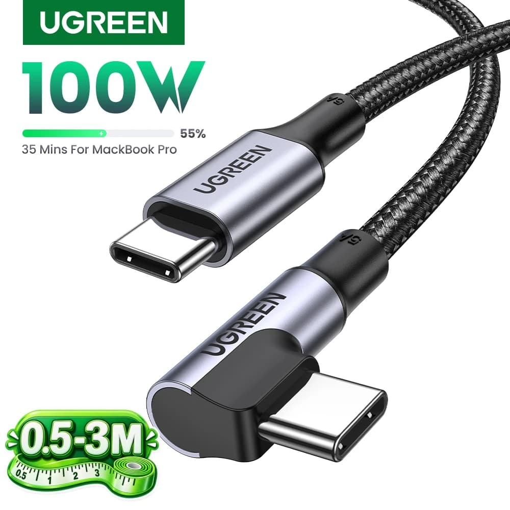 كابل USB Type-C إلى USB-C من UGREEN بقوة 100 واط للشحن السريع لهواتف آيفون 17 و16 وماك بوك وسامسونج S25 وS24 يدعم QC 4.0