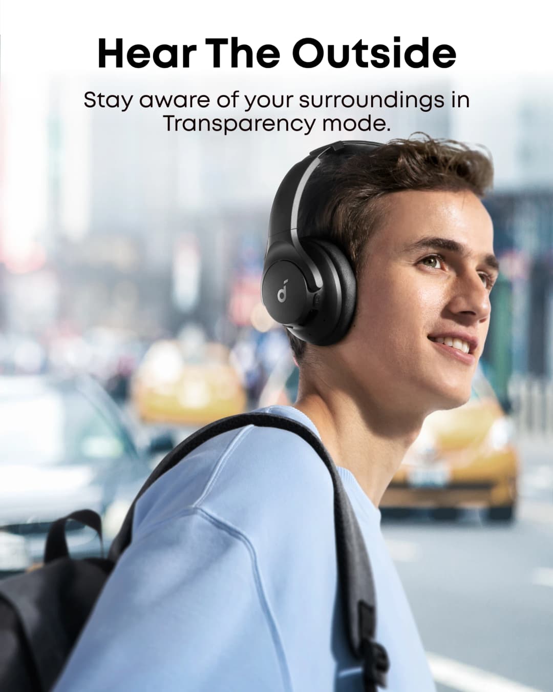 سماعات رأس Soundcore by Anker Q20i هايبرد إلغاء الضوضاء نشط، بلوتوث لاسلكي فوق الأذن، 40 ساعة تشغيل ANC، صوت عالي الدقة - 6