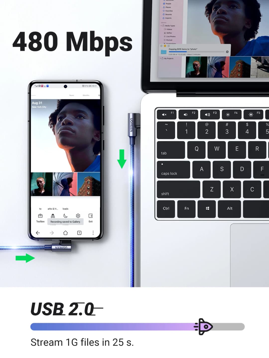 UGREEN 90 Degree USB C Cable Nylon Fast Charge USB Type C Cable for iPhone 17 16 Xiaomi Samsung S25 S24 Poco USB-C to USB-C Cord - 3