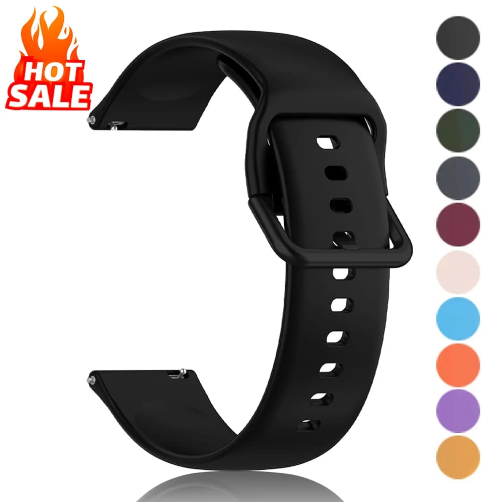 حزام ساعة سيليكون رياضي لـ Amazfit GTS 2/4/3/GTS 2/4 Mini/GTR 4/2/2e مقاس 20 مم/22 مم، سوار سلسلة Amazfit bip 6 5 3/u pro