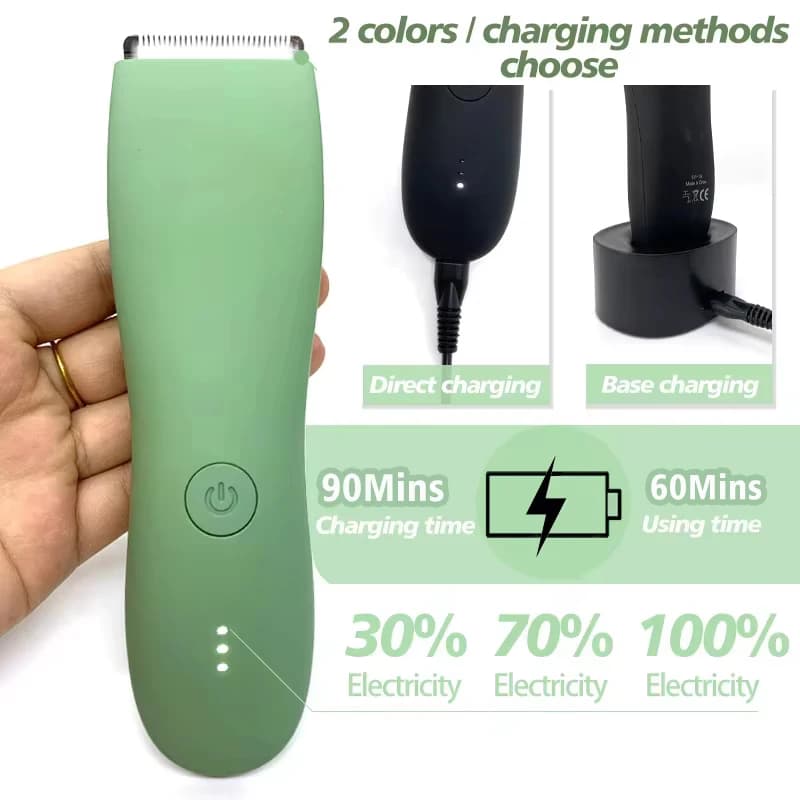 Body Hair Trimmer Shaver for Men Ball Trimmer for Groin Pubic Replaceable Ceramic Blade Groomer Electric Razor Waterproof Clippe - 2