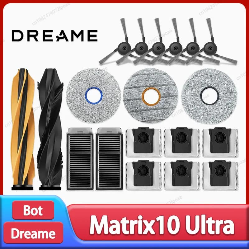 إكسسوارات استبدال مكنسة روبوت Dreame Matrix10 Ultra الرئيسية فرشاة جانبية فلتر هيبا قطعة قماش للممسحة كيس غبار قطع غيار