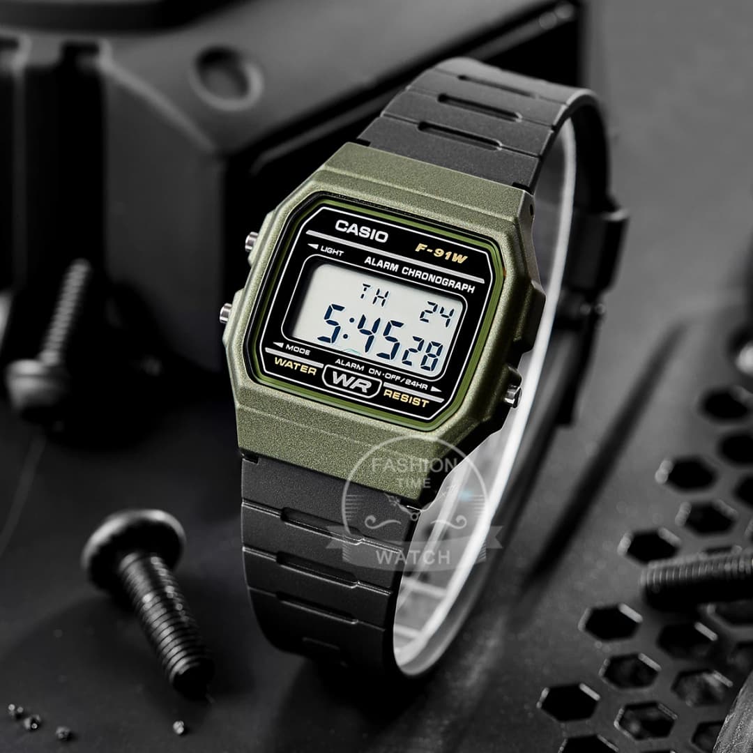 Casio Men's Watch Retro Fashion Black resin Strap digital Wristwatch Model F-91WM-3A - 5