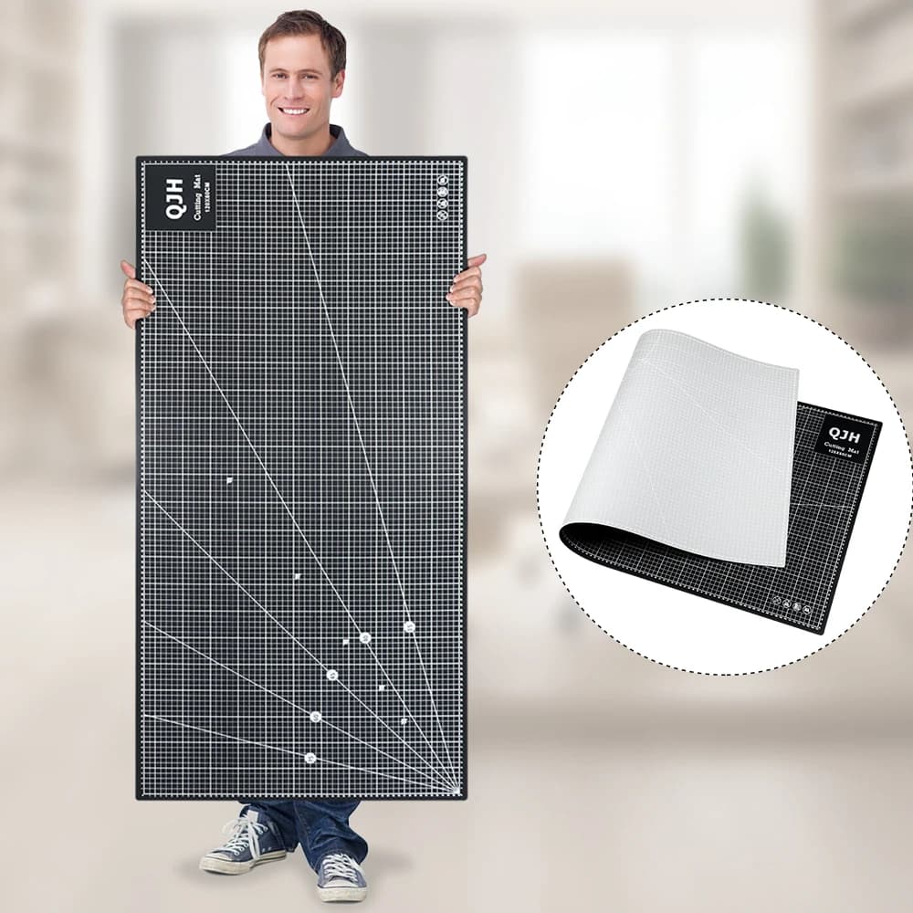 أداة لوح تقطيع فاخرة رمادي أسود 120x60 سم، حصيرة PVC مزدوجة الجوانب سمك 0.3 سم، وسادة تقطيع مكتبية يدوية لصناعة الجلود