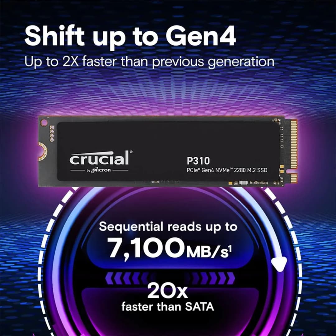 Crucial SSD P310 M.2 2280 1TB 2TB PCI-Express 4.0 x4 NVMe 3D NAND Internal Solid State Drive - 4