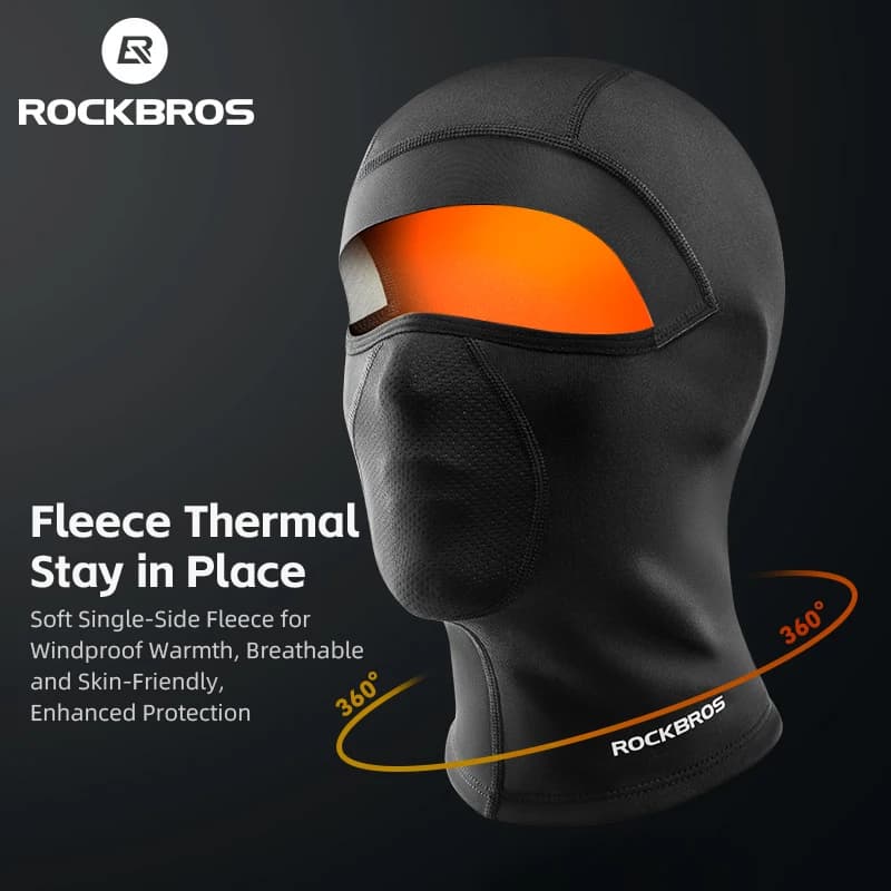 قناع وجه كامل دافئ للدراجات من ROCKBROS، قناع شتوي مقاوم للرياح من الصوف، قبعة رأس للدراجات، قناع تزلج ودراجات نارية
