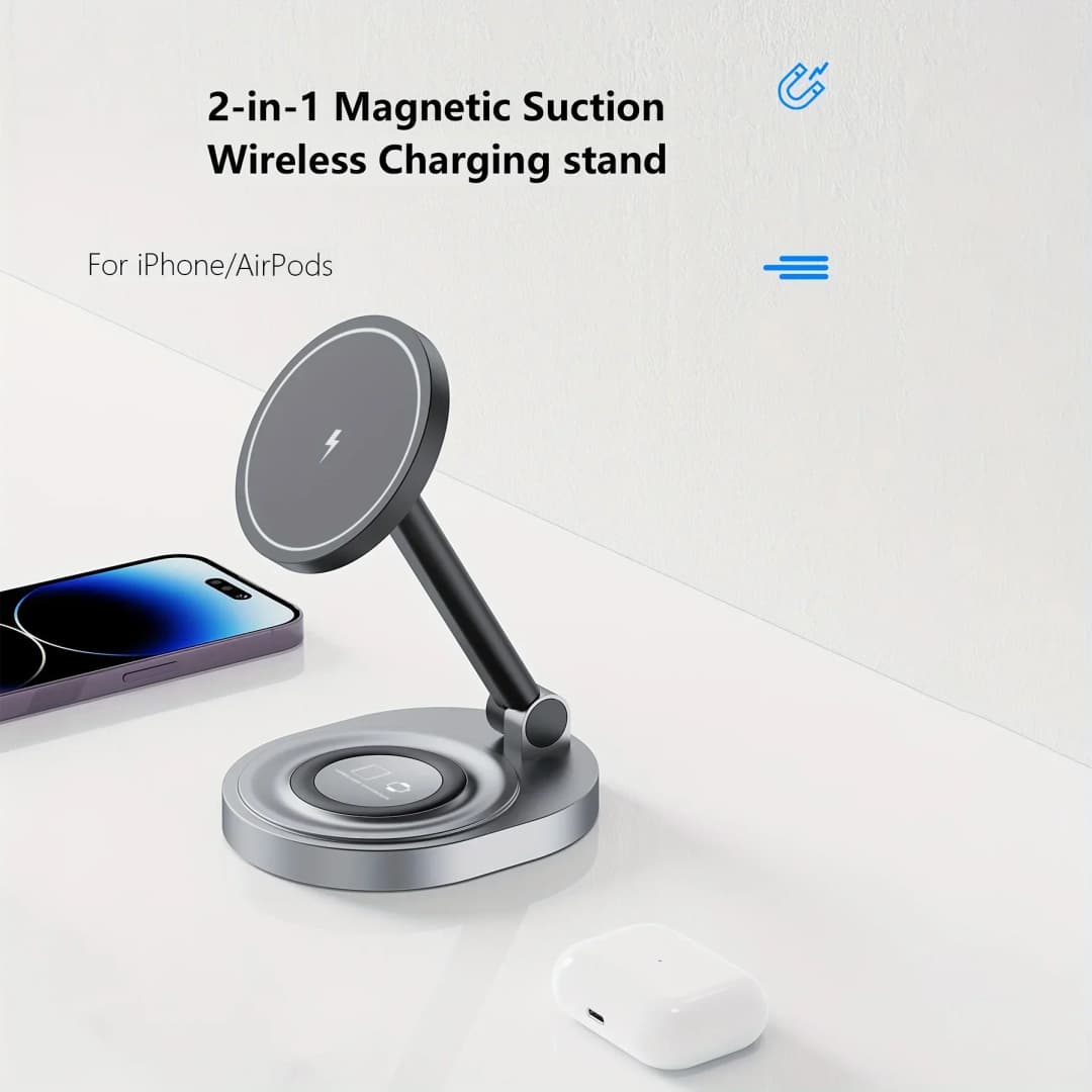 3 في 1 حامل شاحن لاسلكي مغناطيسي لـ Magsafe iPhone 16 15 14 13 12 Pro Max Apple Watch Airpods محطة شحن سريعة - 2