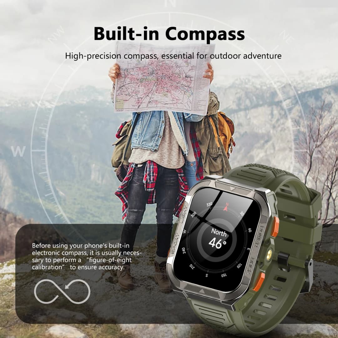Blackview W80 Pro Men Smart Watch GPS Positioning 1.91'' Display 900mAh Battery Flashlight Compass Outdoor Rugged Smart Watches - 4