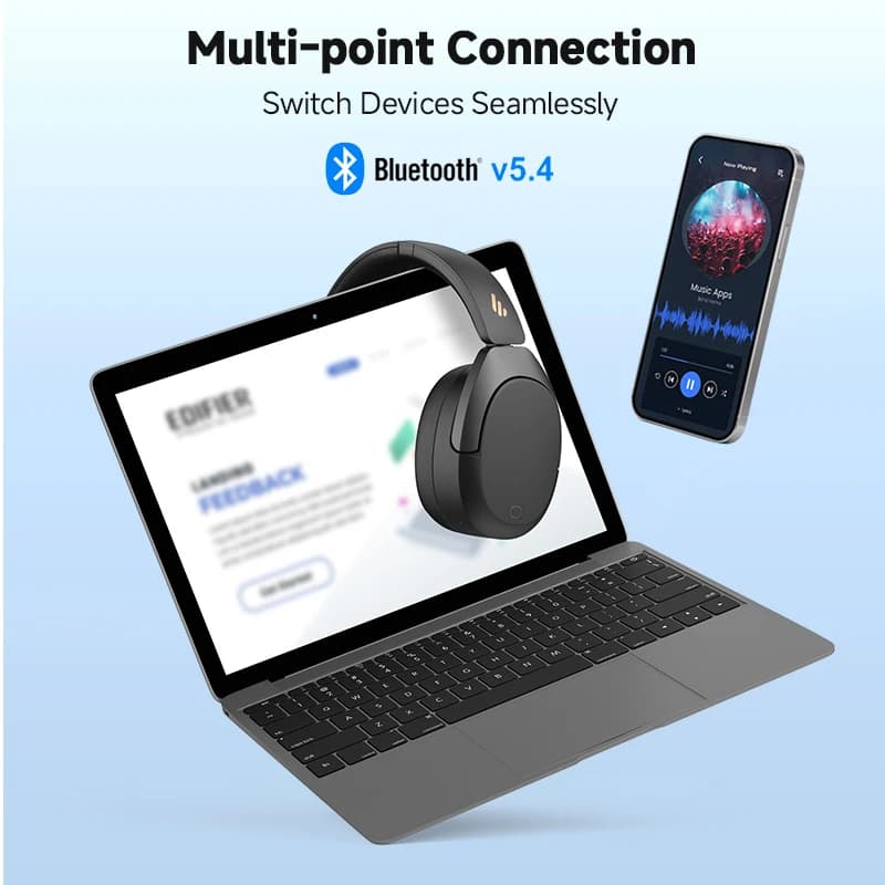 سماعات الرأس اللاسلكية Edifier W830NB بلوتوث 5.4 إلغاء الضوضاء النشط دقة عالية فوق الأذن LDAC قابلة للطي -45dB ANC 94 ساعة - 6