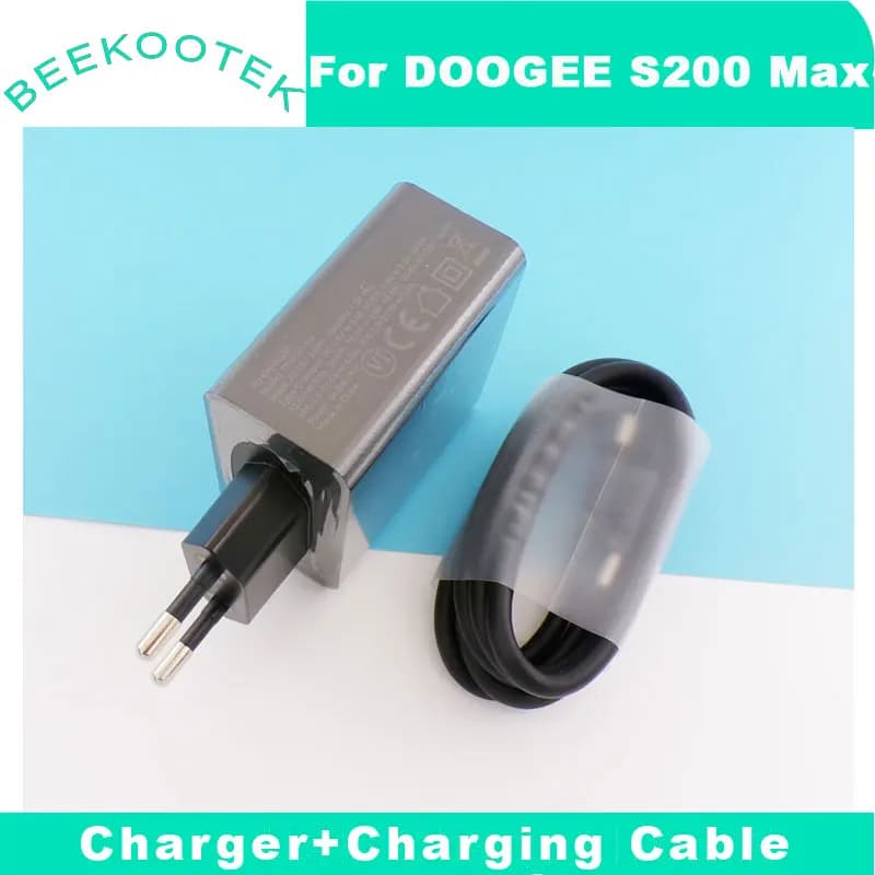 شاحن DOOGEE S200 Max الأصلي الجديد مع محول شحن سريع رسمي وكابل USB لخط البيانات لهاتف DOOGEE S200 Max الذكي