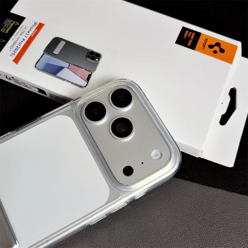 غطاء هاتف Spigen Ultra Hybrid Bracket شفاف لهواتف آيفون 17 برو ماكس و18 و16 و15 و14 و13 و12، حامل صدمات، غطاء خلفي شفاف - 4