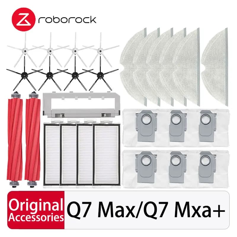 قطع غيار مكنسة روبوروك Q7 Max / Q7 Max+ / Q7 Plus / T8 مع فلتر هيبا وفرشاة جانبية رئيسية وقماش مسح وكيس غبار