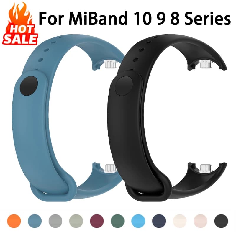 حزام سيليكون لـ Xiaomi Mi Band 10 9 8 حزام رياضي من المطاط مزود بـ NFC سوار ذكي اكسسوارات Xiaomi Smart Band 10 9 8