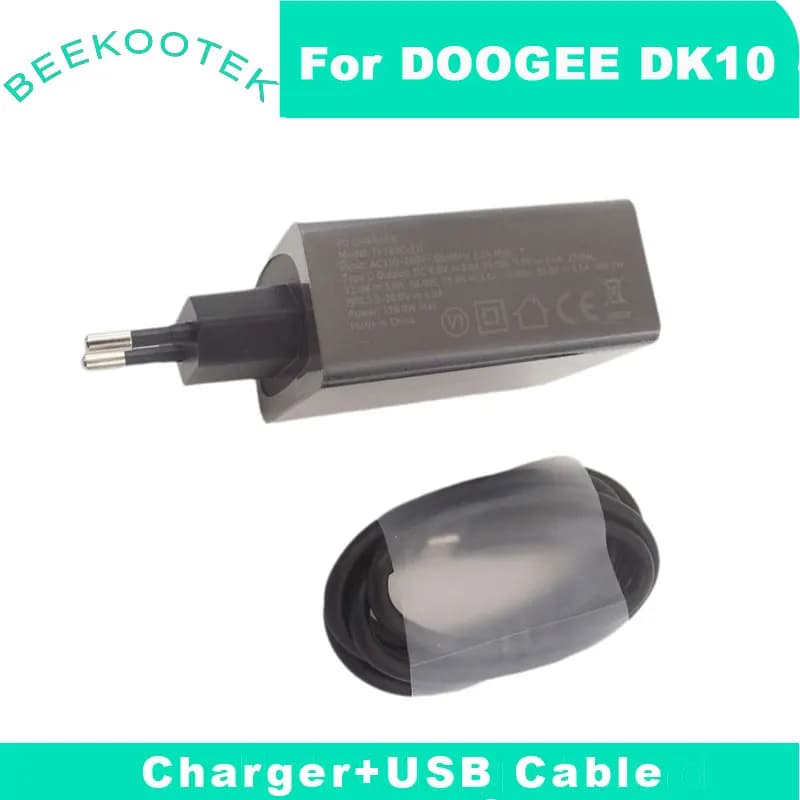 شاحن DOOGEE DK10 الأصلي الجديد مع محول شحن رسمي وكابل TYPE-C USB لخط البيانات وإكسسوارات لهاتف DOOGEE DK10 الذكي