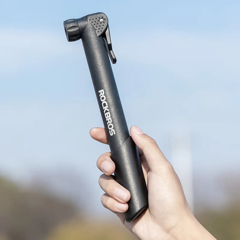 مضخة دراجة ROCKBROS 80PSI، صمام Schrader Presta، مضخة دراجة MTB، منفاخ هواء محمول صغير، إكسسوارات مضخة الدراجات من النايلون - 6