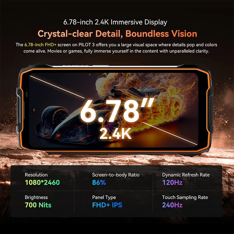 Blackview Oscal PILOT 3 Rugged Phone 5G 6.78-inch 2.4K IPS 120Hz Display  50MP MediaTek Dimensity 63007500mAh NFC Cellphone - 5