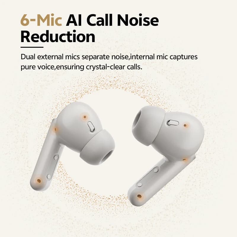 سماعات QCY Buds ANC -45dB لعزل الضوضاء التكيفي، بلوتوث 5.4 لاسلكية، 6 ميكروفونات لمكالمات واضحة، مشغل ديناميكي 10 مم، عمر بطارية 25 ساعة - 3