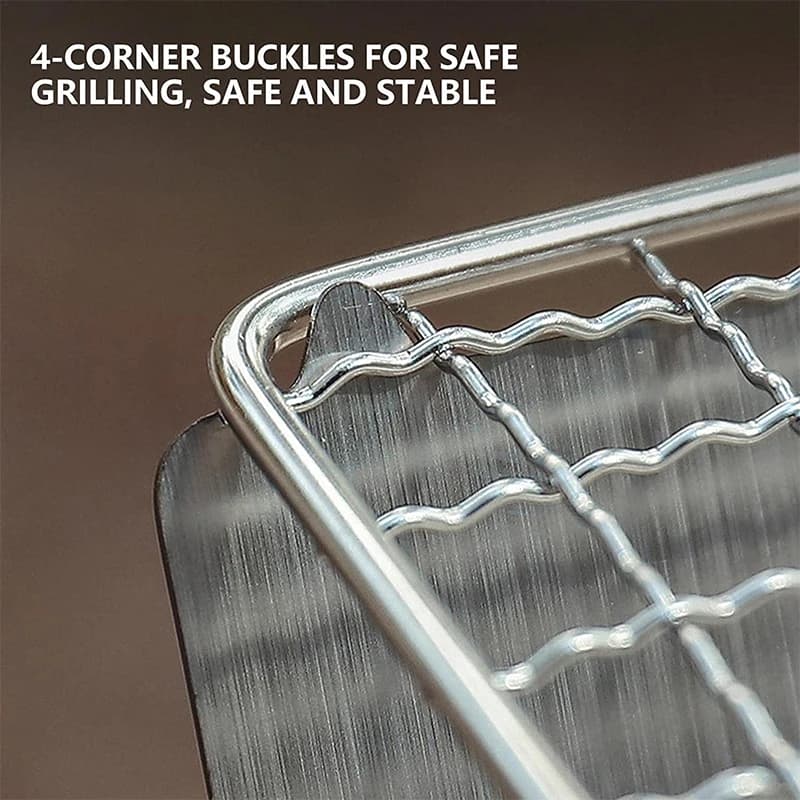 Portable Folding Barbecue Grill Heating Stoves Multifunction Camping BBQ Grill Rack Net Firewood Stove Stainless steel BBQ Grill - 3