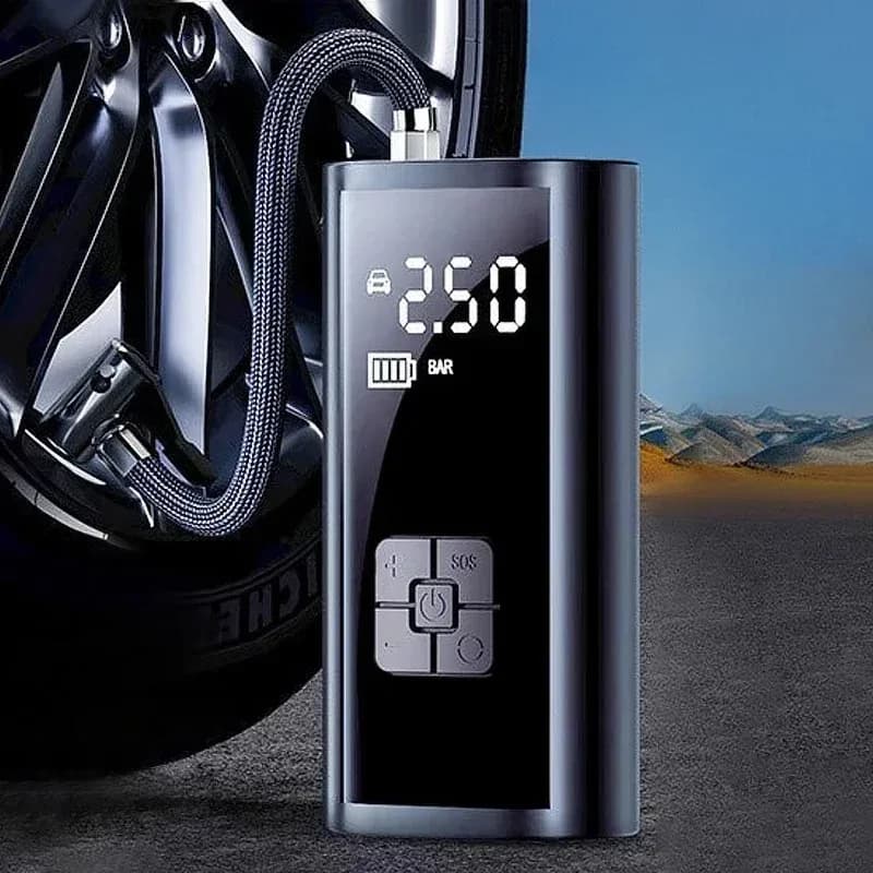 مضخة هواء لاسلكية للسيارة، ضاغط هواء، منفاخ كرات، منفاخ إطارات مع إضاءة LED، منفاخ إطارات كهربائي 150 رطل لكل بوصة مربعة للسيارات والدراجات النارية والدراجات الهوائية - 2