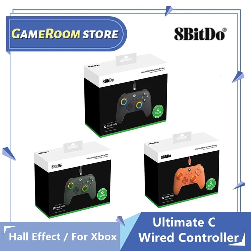 ذراع تحكم سلكي 8BitDo Ultimate C مع عصي تحكم بتأثير هول ووحدة تحكم USB متوافقة مع Xbox Series X/S وXbox One وPC Windows 10/11