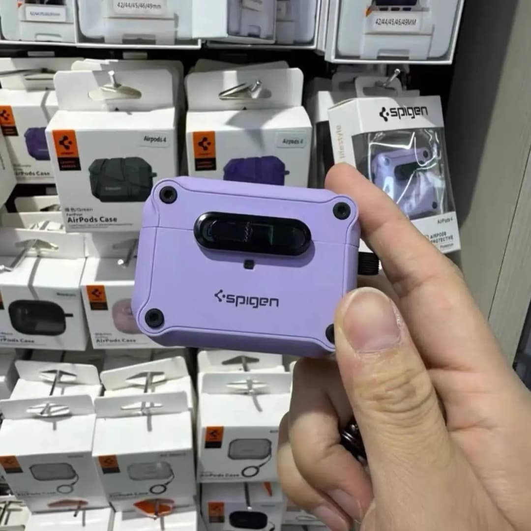 غطاء سماعات سبايجن لهواتف آيفون AirPods 4 و3 و2 و1 برو 2 و3 مع قفل روبوت، غطاء سماعات عسكري مقاوم للصدمات لهواتف جالاكسي بودز 3/3 برو - 2