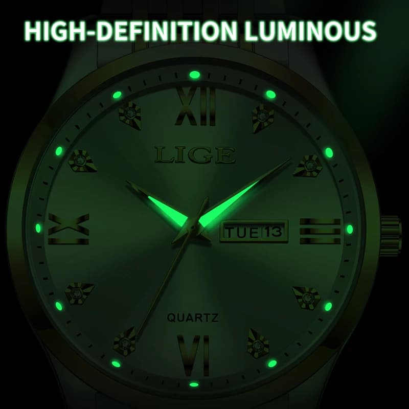 LIGE New Ladies Waterproof Watches Fashion Business Diamond Bracelet Watch For Women Simple Casual Luminous Quartz Chronograph - 4