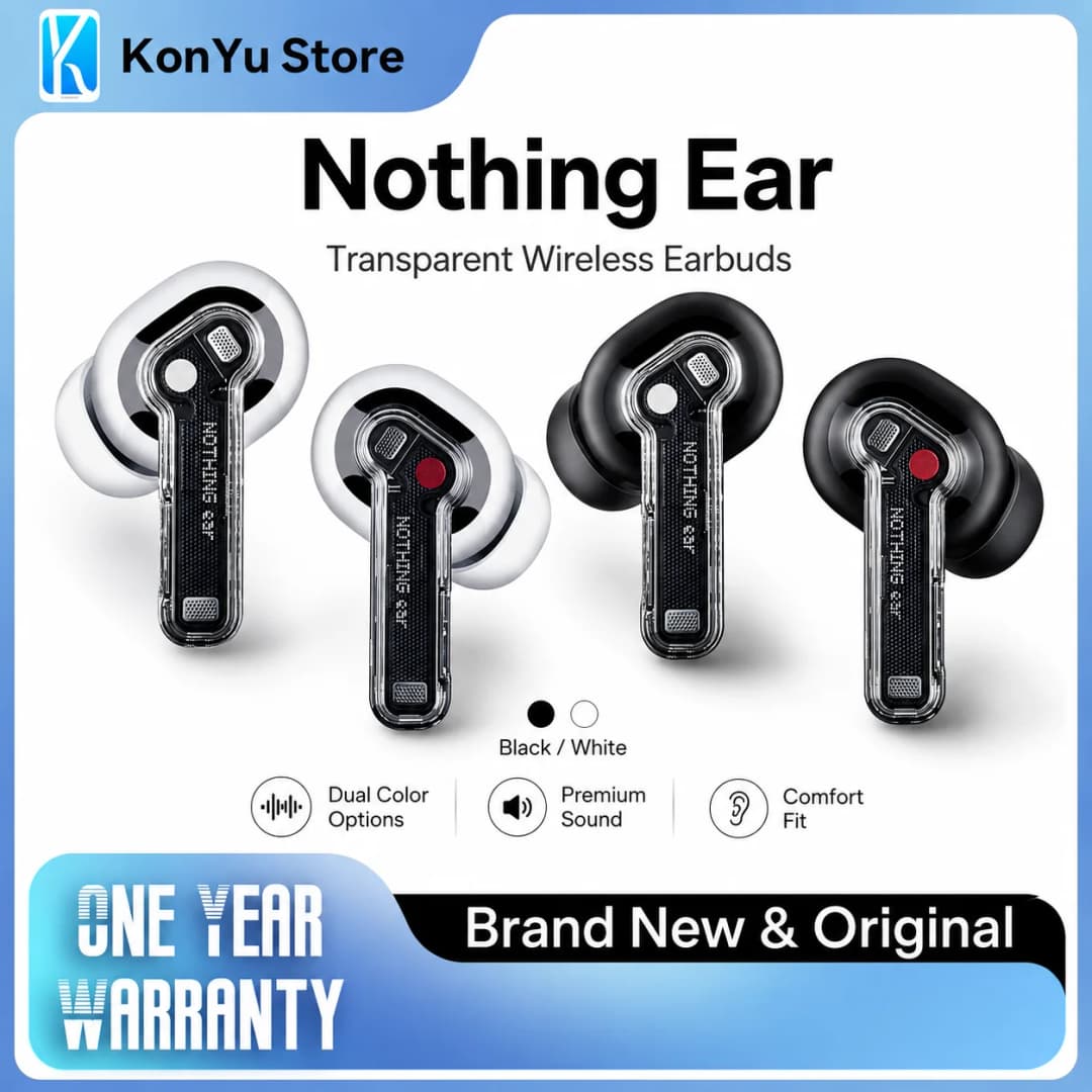 سماعات أذن لاسلكية Nothing Ear بتقنية Bluetooth وإلغاء الضوضاء النشط ومقاومة للماء IP54 مع وقت تشغيل 36 ساعة