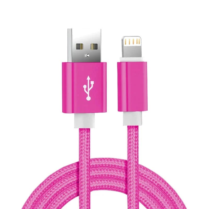 كابل شاحن USB مضفر من النايلون المعدني لهاتف iPhone 14 8 7 6S Plus X XR XS 11 12 13 Pro Max iPad 9 سلك بيانات شحن سريع 1 متر 2 متر 3 متر - 5