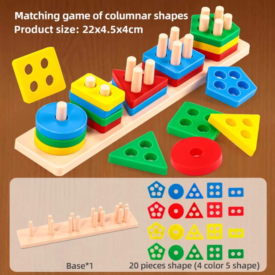 1set - Early Education Equipment Geometric Set Columns, Infant and Child Intelligence Assembly Building Blocks Boy/Girl Toys - 6