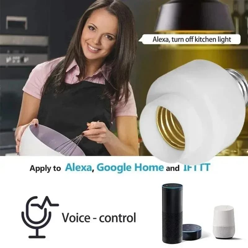 مقبس Tuya WIiFi BL E27 حامل مصباح ذكي قاعدة محول لمبات إضاءة مفتاح إضاءة للمطبخ وغرفة النوم تحكم صوتي عبر Alexa وGoogle Home - 5