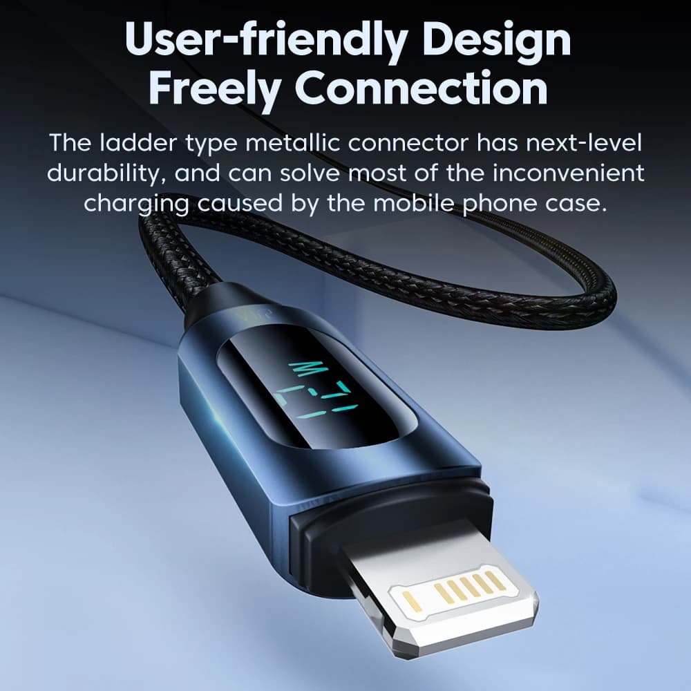 Toocki USB iPhone Data Cable LED Display Multi-color 2.4A Fast Charging Charger iP Cable for iPhone 14 13 12 Pro Max X XS iPad - 4