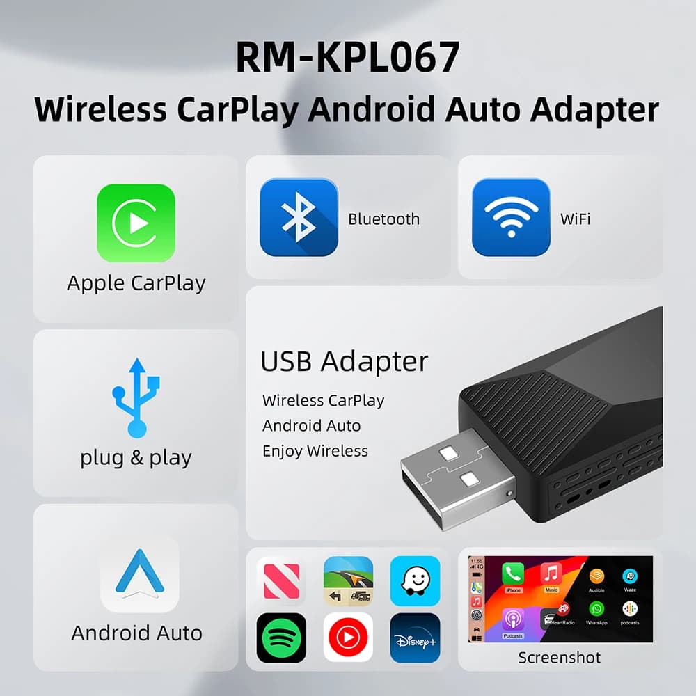 محول لاسلكي جديد 2in1 CarPlay وAndroid Auto، Dongle USB ذكي، صندوق صغير، تشغيل فوري، WiFi اتصال سريع - 4