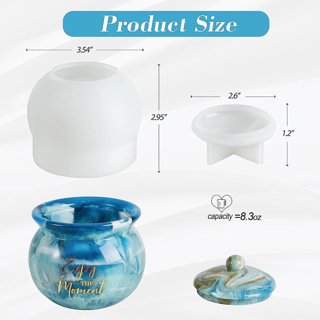 Jars Resin Molds, Jar Silicone Molds with Lid, Epoxy Resin Casting Molds Jar Molds for Storage Box,Candy Jewelry Container - 2