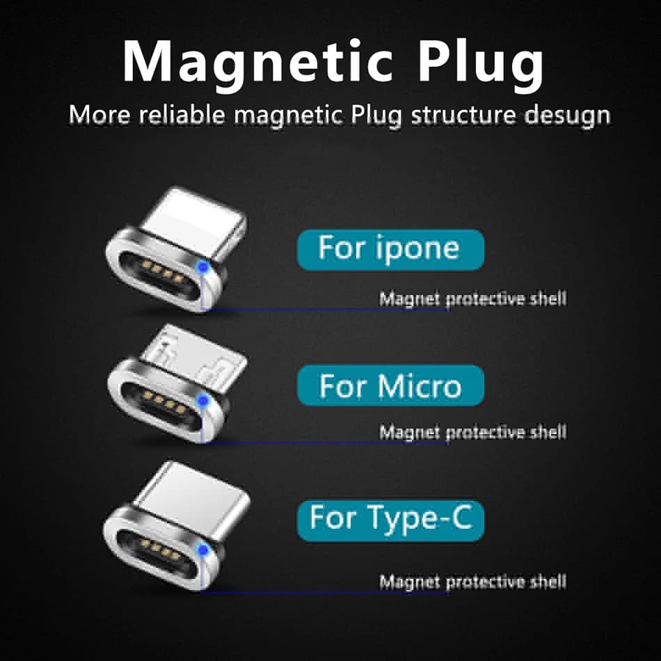 قابس كابل مغناطيسي صغير متوافق مع USB/Type C/iPhone، مهايئ شحن سريع لأجهزة Android - 5