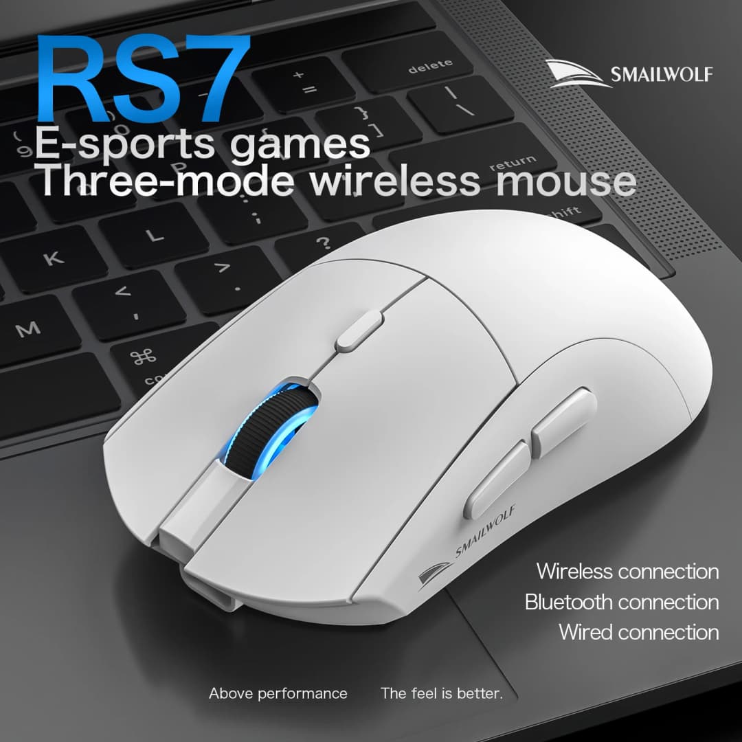 ماوس ألعاب لاسلكي بلوتوث SMAILWOLF RS7، PAW3311، برنامج ماكرو، مناسب لأجهزة الكمبيوتر المحمولة والمكتبية، 20000DPI - 2