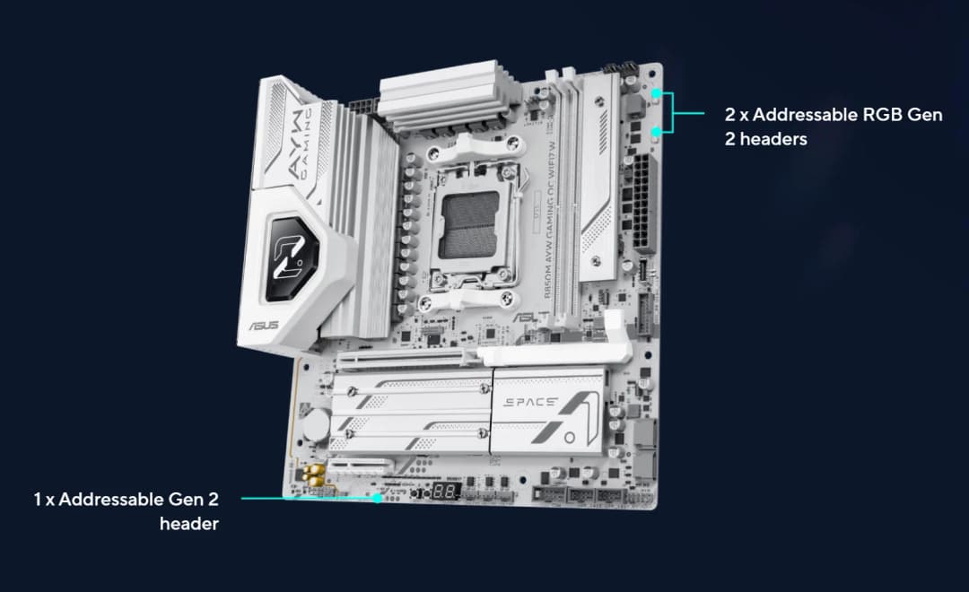 لوحة أم ASUS B850M AYW GAMING OC WIFI7 W بمقبس AM5 ومعالج DDR5 8400+MT/s(OC) وذاكرة وشريحة B850 mATX - 5